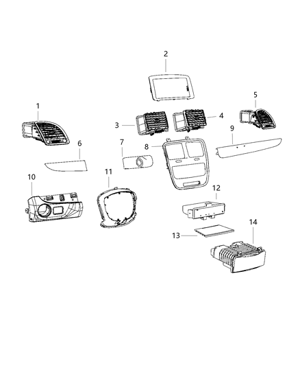 2020 Dodge Grand Caravan Instrument Panel - Trim Diagram