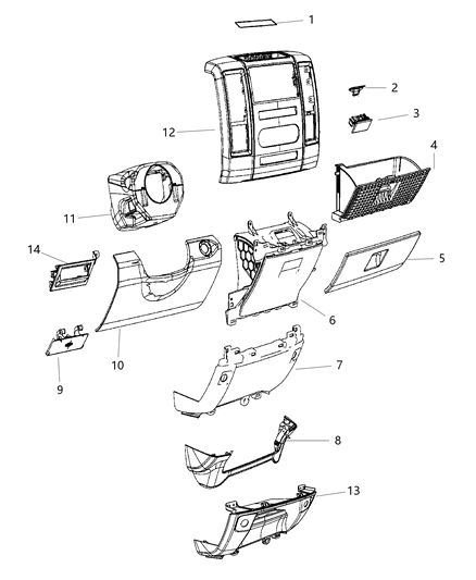 2013 Ram 3500 Cab Chassis Instrument Panel Trim Diagram 1 - Thumbnail