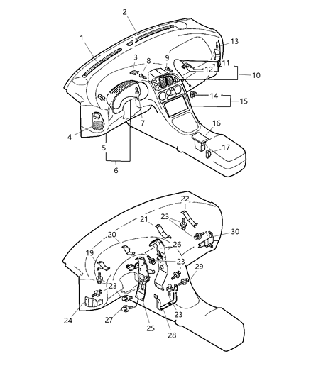 1998 Chrysler Sebring Trim Plate Diagram for MR308113