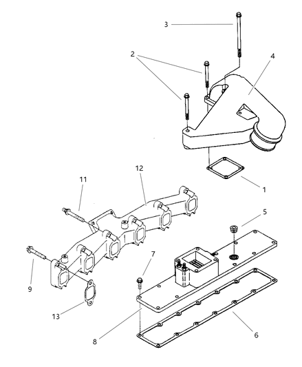 1998 Dodge Ram 3500 Quad & Club Cab Manifolds - Intake & Exhaust Diagram 2 - Thumbnail
