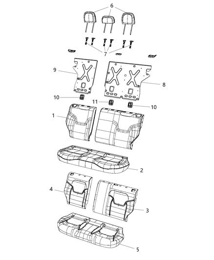 2019 Jeep Renegade Seat Back Cover, Rear Driver Side Diagram for 6UL22PXRAA