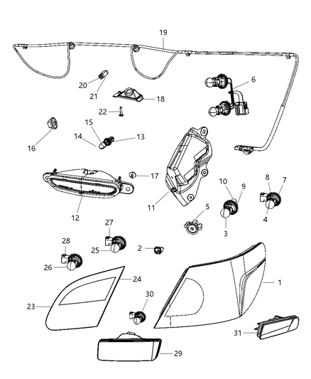 2009 Chrysler Sebring Socket, Rear Diagram for 68015027AA