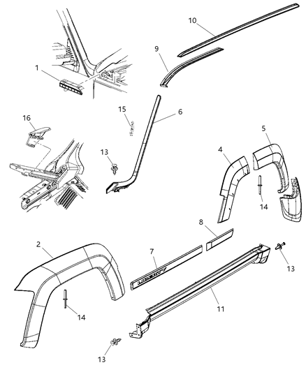2010 Jeep Liberty Side Molding, Front Passenger Side Diagram for 5KV86XS9AA