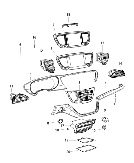2020 Chrysler Voyager Center Stack Vehicle Feature Controls Diagram for 6UX571X8AA