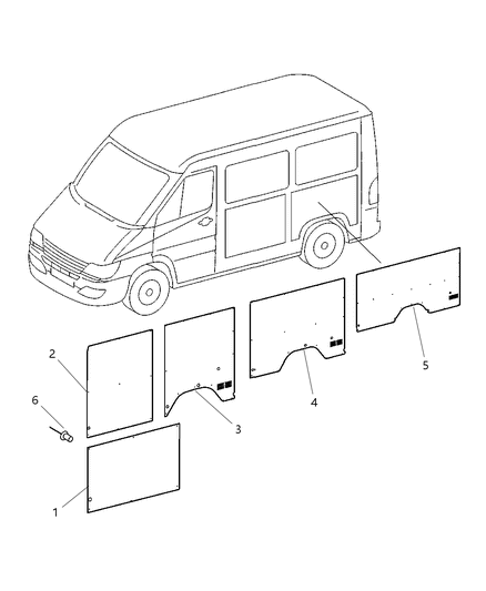 2006 Dodge Sprinter 2500 Compartment Trim Rivet, Driver Side Diagram for 6104865AA