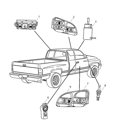 2001 Dodge Ram 2500 Regular Cab Switches Body Diagram