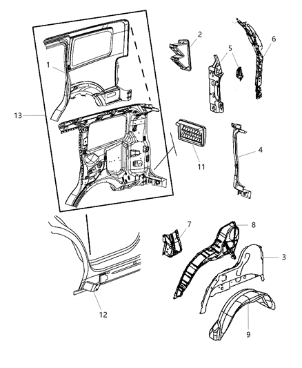 2008 Jeep Liberty Mount Bracket Diagram for 57010166AA
