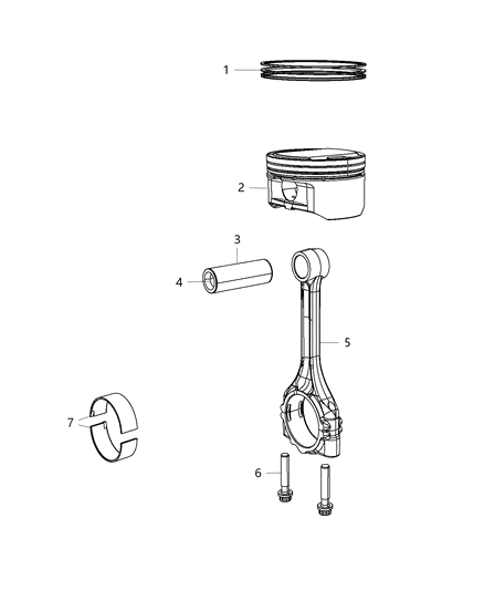 2020 Jeep Wrangler Pistons, Piston Rings, Connecting Rods & Connecting Rod Bearing Diagram 1 - Thumbnail