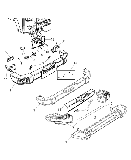 2017 Jeep Wrangler Rear Bumper Diagram 1 - Thumbnail