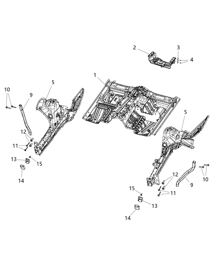 2018 Jeep Grand Cherokee Apron/Rail Assembly Cap, Front Lower Diagram for 68048914AB