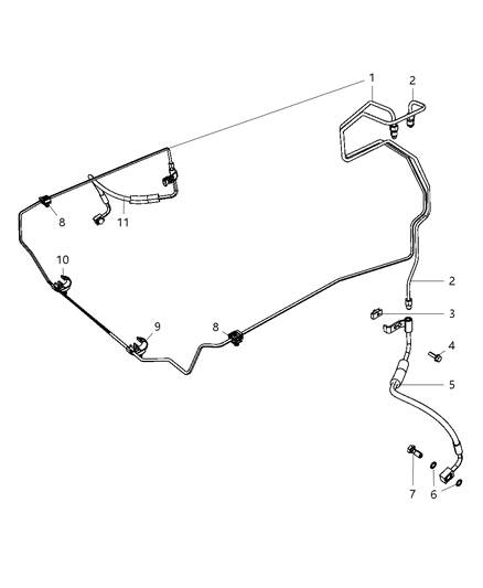 2008 Jeep Wrangler Brake Tubes & Hoses, Front Diagram 1 - Thumbnail