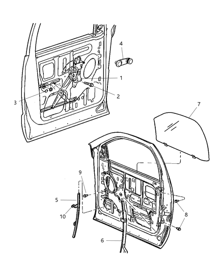 2006 Dodge Ram 2500 Door, Front Glass & Regulator Diagram