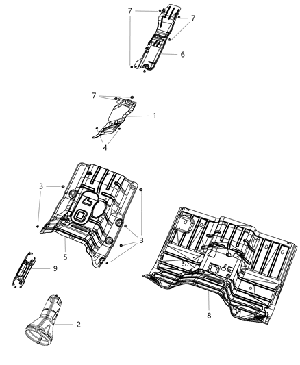 2012 Ram 3500 Shield Exhaust Catalytic Converter Diagram for 68086554AA