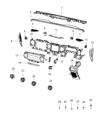 2019 Jeep Wrangler Instrument Panel, Upper Diagram 2 - Thumbnail