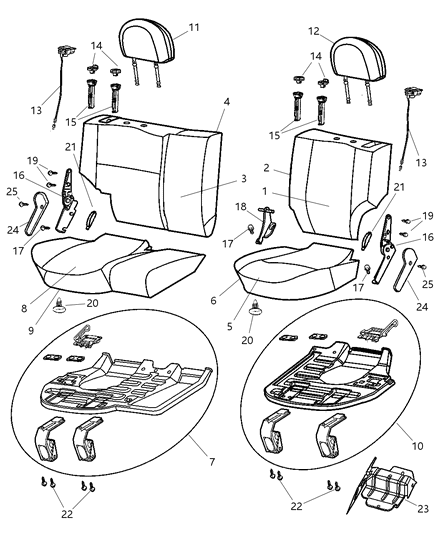 2004 Jeep Grand Cherokee Cushion Rear Seat 40% Diagram for XR191T5AA