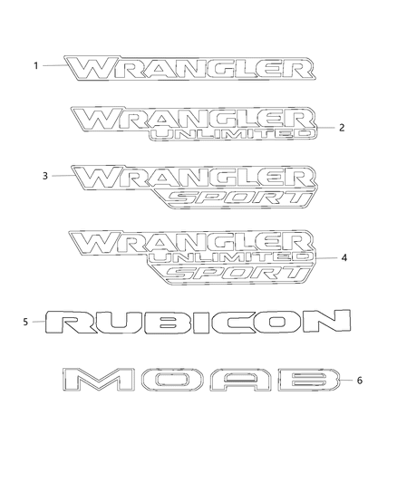 2018 Jeep Wrangler All-new Model Decals Diagram