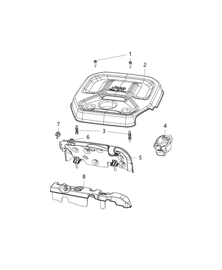 2021 Jeep Wrangler Engine Cover & Related Parts Diagram 1 - Thumbnail
