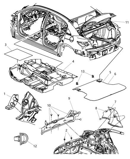 2012 Dodge Avenger Wheelhouse Cover, Rear Passenger Side Diagram for 1AZ26VXLAD