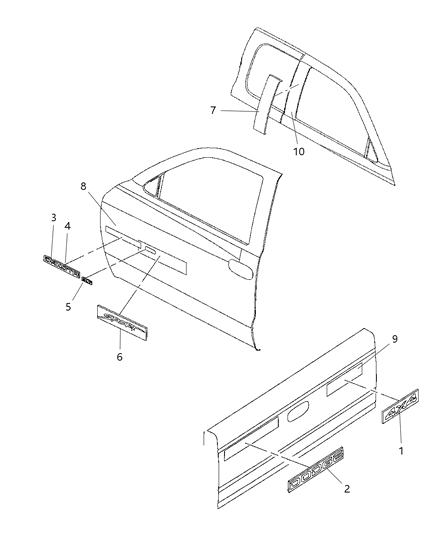 2001 Dodge Dakota Decal, Black, Rear Diagram for 5DV76PX9