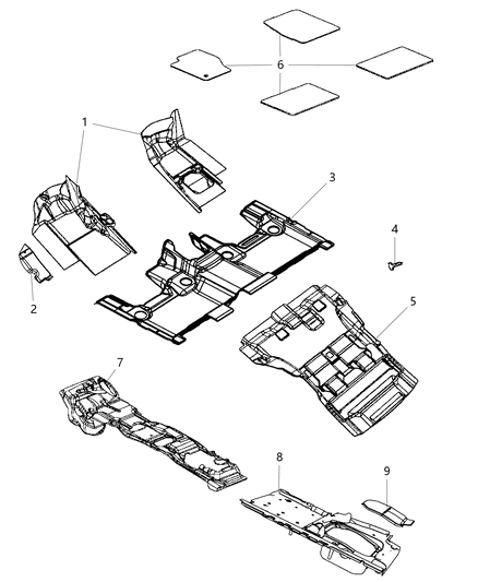 2012 Jeep Grand Cherokee Carpet Front Floor Diagram for 1SJ20BD3AF