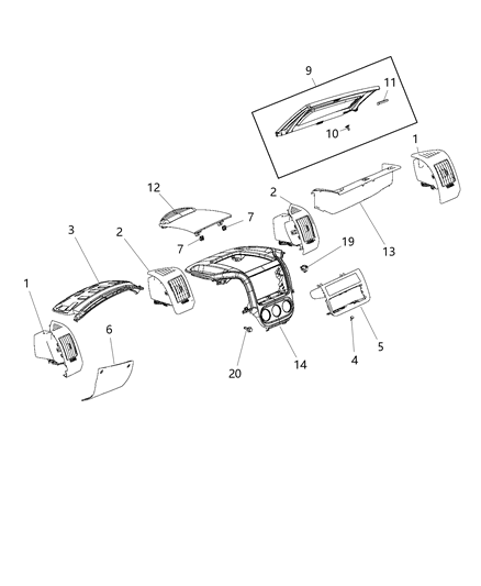 2014 Ram ProMaster 2500 Instrument Panel Trim Diagram 2 - Thumbnail