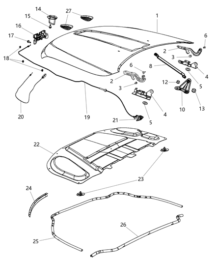 2016 Jeep Grand Cherokee Panel Hood Diagram for 68040264AF
