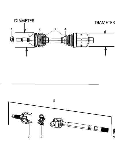 2004 Dodge Ram 2500 Universal Joint, Front Diagram for 5086665AB