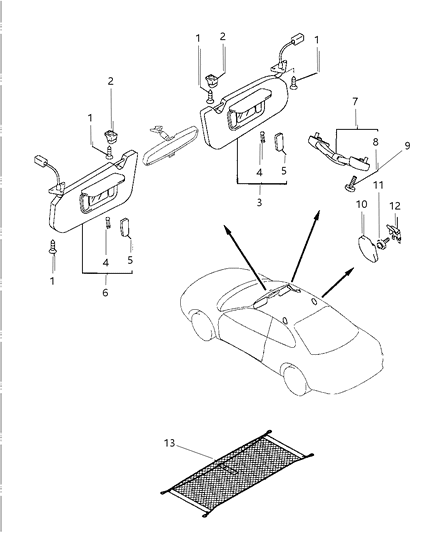 1997 Dodge Avenger Coat Hook, Gray Diagram for MR770726