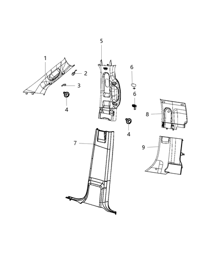 2020 Ram 2500 Interior Moldings And Pillars Diagram 2 - Thumbnail
