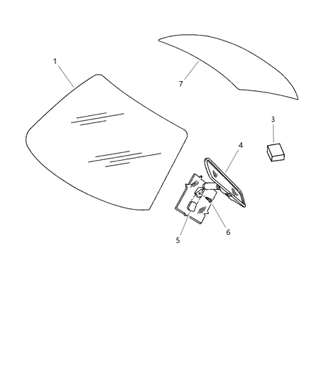 1999 Chrysler Cirrus Windshield, Backglass And Mirror Diagram