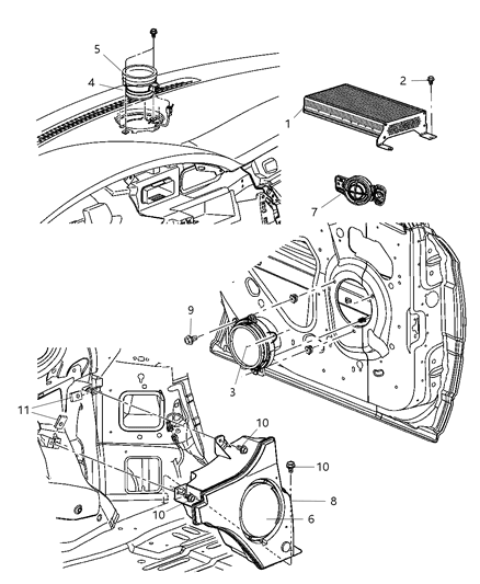 2008 Chrysler Pacifica Woofer Diagram for 4685972AB