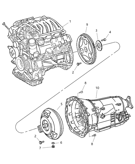 2006 Chrysler Crossfire Transmission Mounting & Related Parts of Automatic Transmission Diagram 1 - Thumbnail