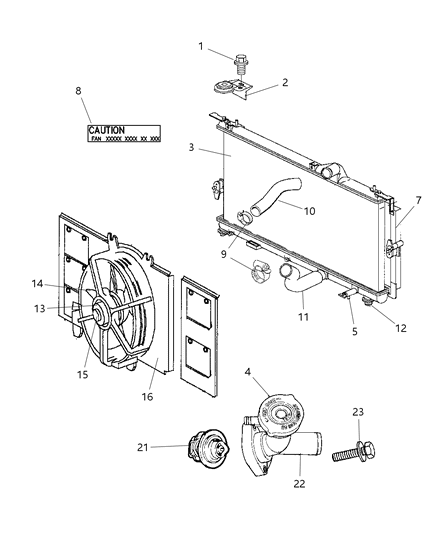 1997 Dodge Neon Radiator Engine Cooling Diagram for 2AMR2196AA