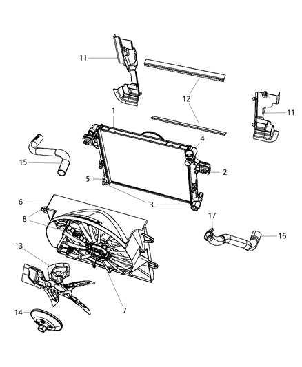 2008 Jeep Commander Radiator & Related Parts Diagram 1 - Thumbnail