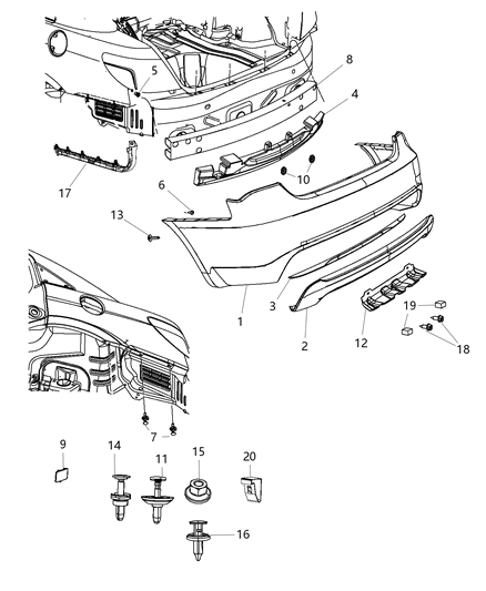 2011 Chrysler 200 Bracket Fascia Diagram for 68083150AC