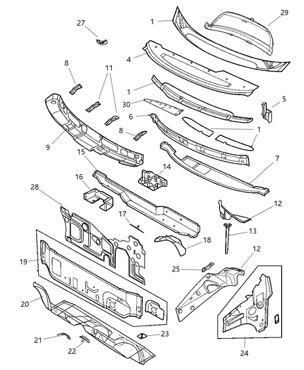 2004 Chrysler Town & Country Dash Panel, Front Lower Diagram for 5020110AD
