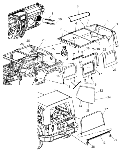 2007 Jeep Wrangler Soft Top & Windows Diagram 2 - Thumbnail
