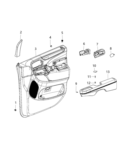 2017 Dodge Grand Caravan Panel Front Door Trim Diagram for 5NT371X9AA