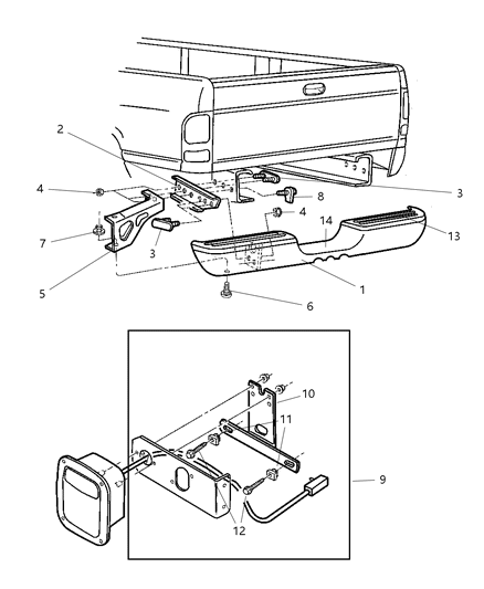 1999 Dodge Ram 3500 Regular Cab Bumper, Rear Diagram