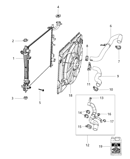 2016 Jeep Grand Cherokee Upper Hose Diagram for 55038022AB