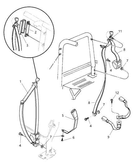 2001 Jeep Wrangler Seat Belt Assembly Cover Diagram for 5EZ70TAZ