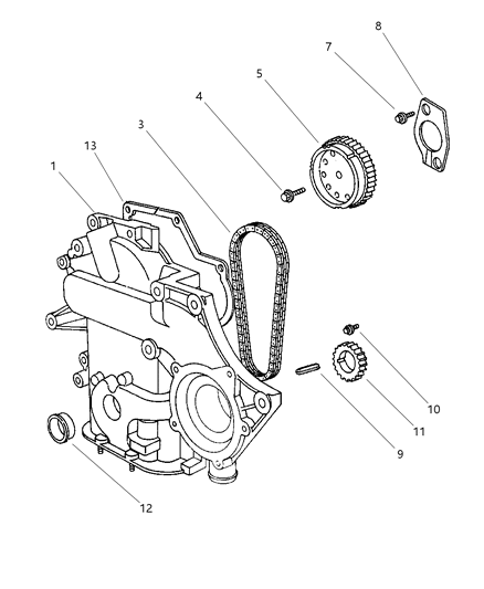 2001 Dodge Caravan Timing Chain & Cover Diagram 2 - Thumbnail