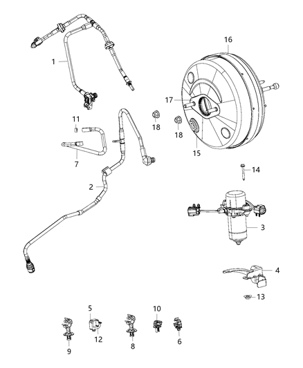 2015 Ram ProMaster 1500 Master Cylinder Nut Diagram for 68211340AA