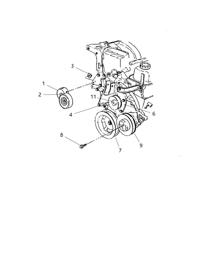 2001 Dodge Grand Caravan Compressor Bracket Bolt Diagram for 6102121AA