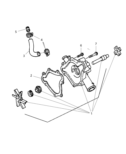 1999 Dodge Ram 2500 Regular Cab Water Pump Diagram 1 - Thumbnail