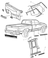 Dodge Ram 3500 Door Moldings Diagram - 55076539AB