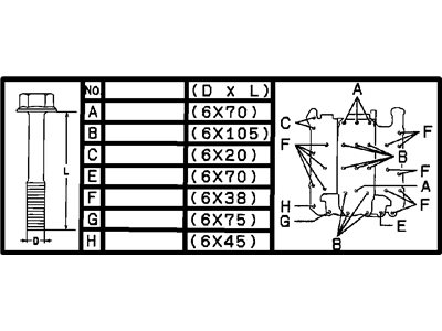 Chrysler MF140207 BOLT, Flange (6x20)